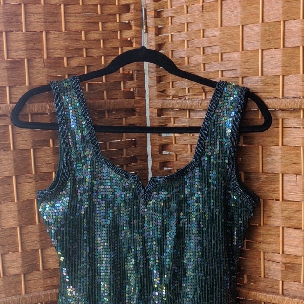 Vintage green sequin mini dress size S